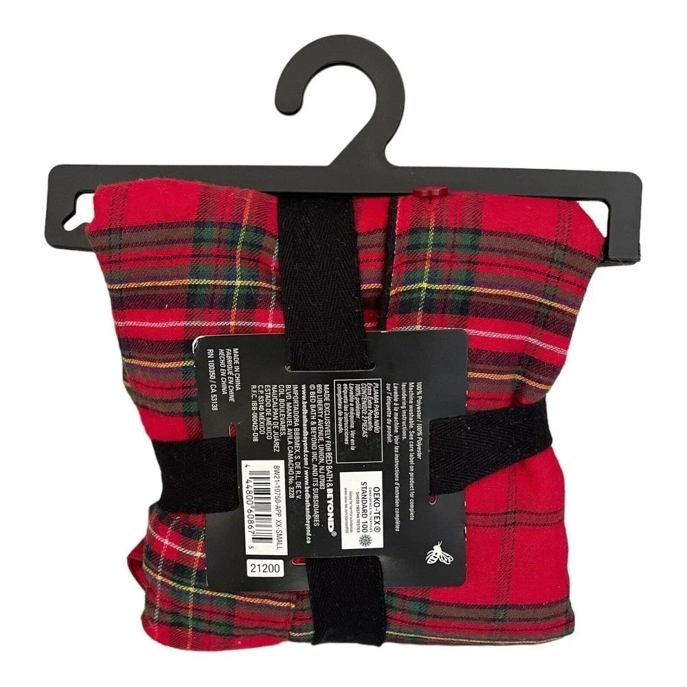 Christmas Kids Pajamas Red Tartan Plaid 2 Piece Set Classic XXS 2/3 Bee Willow